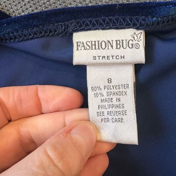 Vintage 90s Fashion Bug Velour Maxi Evening Dress Bolero Set Whimsy Blue Size 8 - Picture 6 of 16